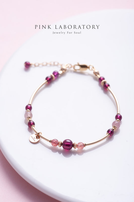 石榴石草莓晶14k包金手鍊