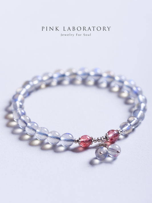 拉長石草莓晶925純銀手鍊