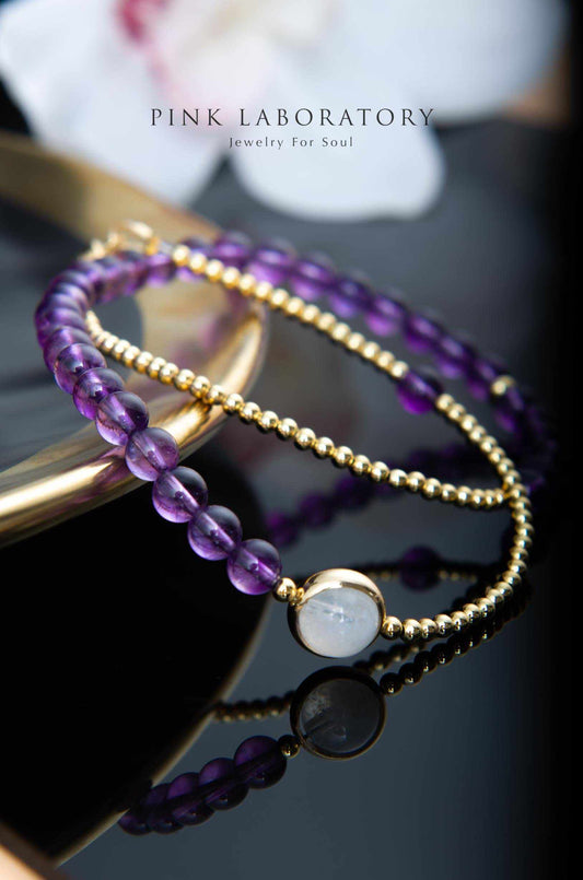 紫水晶月光石手鍊 | 14kgf | 夜色系列 - Pink Laboratory