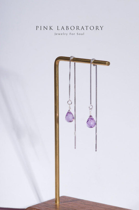 紫水晶925純銀耳環 - Pink Laboratory