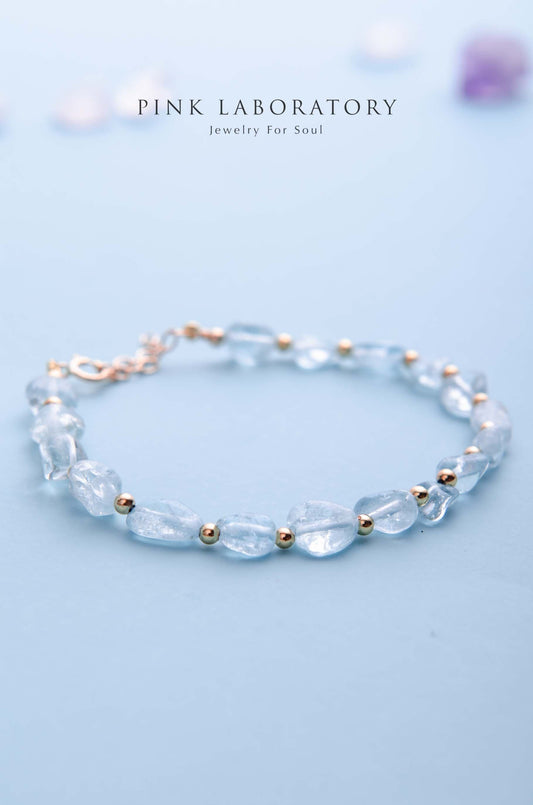 冰種海藍寶14K包金手鍊 - Pink Laboratory
