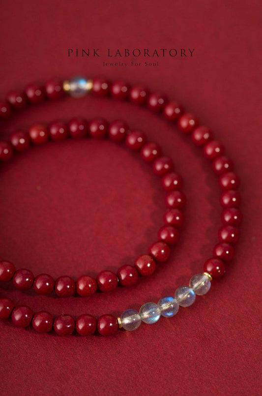 紫金砂硃砂 4mm雙圈手鏈 | 拉長石 - Pink Laboratory
