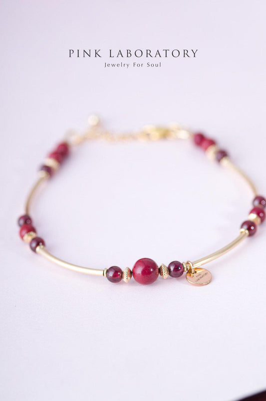 硃砂紫金砂4mm手鍊 | 石榴石14KGF手環 - Pink Laboratory