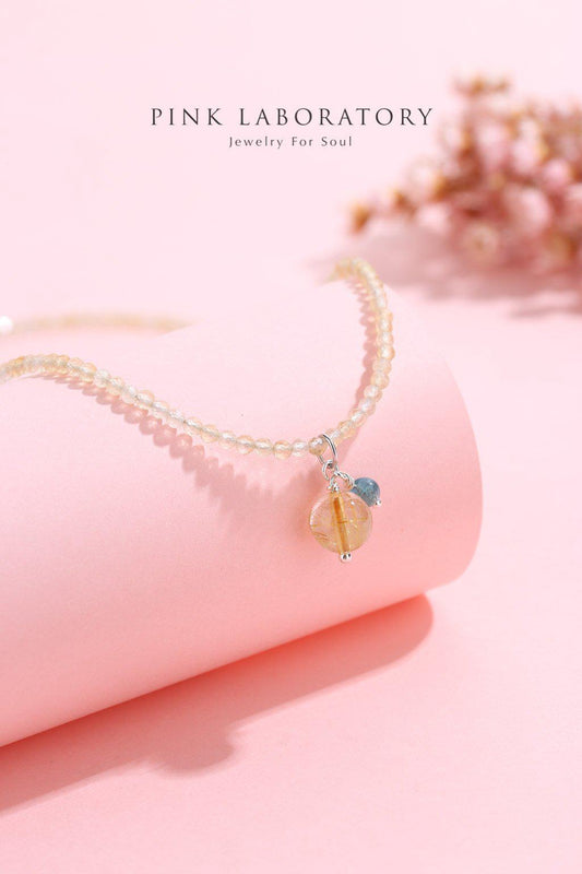 黃水晶金髮晶925純銀項鍊 - Pink Laboratory