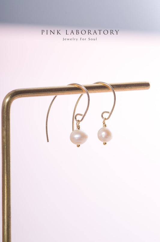 天然淡水珍珠耳環 | 14K包金 | 925純銀