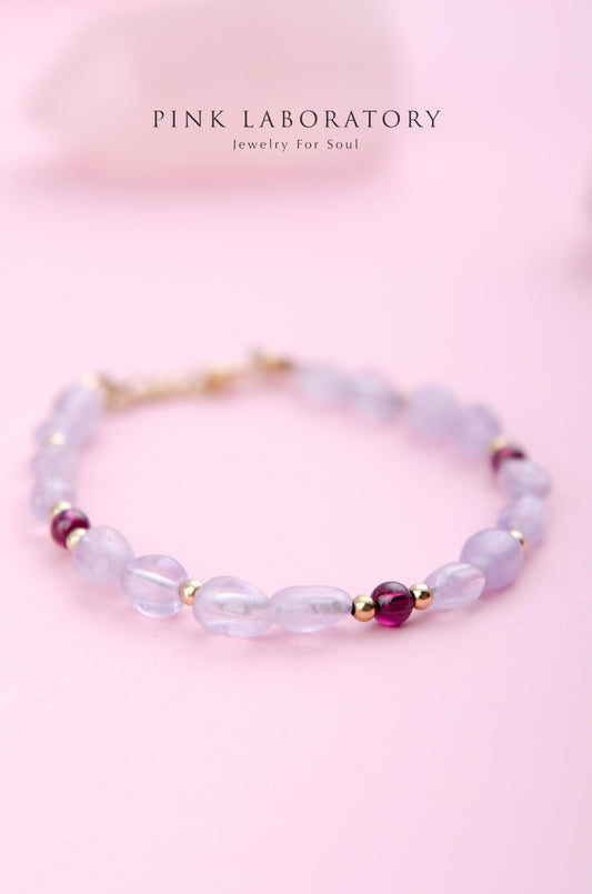 不規則薰衣草紫水晶手鍊 | 石榴石 - Pink Laboratory