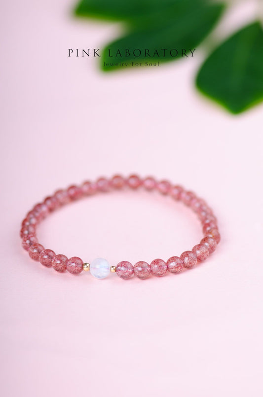 草莓晶月亮石 | 14KGF手鍊 | 柔化內心 - Pink Laboratory